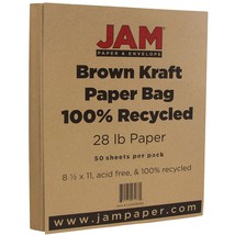 Jam Paper Matte 28lb Paper – 8.5 x 11 Letter – Brown Kraft – 50 Sheets/Pack - £17.90 GBP