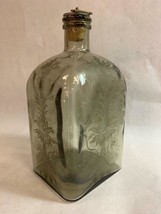 Antique Swedish Etched Glass Bottle Gustov Adolf Sveriges Konung Decanter - $48.51