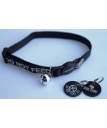 DO NOT FEED REFLECTIVE SAFETY CAT COLLAR BLACK &amp; PERSONALISED TAG, FISH ... - $458.64 MXN