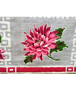 Charming Mid Century Tropical Floral Pink Bloom &amp; Block  2pc Valance Cur... - £46.30 GBP