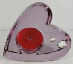 Partylite Lavender Rhinestone Valentine Heart Glass Votive Tealight Holders - £11.52 GBP