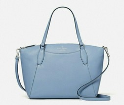 New Kate Spade Monica Pebbled Leather Satchel Dusty Blue - $123.41