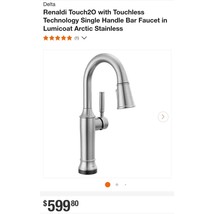 Renaldi Touch2O Touchless Single Handle Bar Faucet in Lumicoat Arctic St... - $7,329.83 MXN
