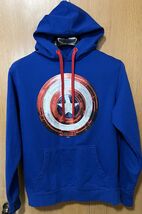 Marvel Captain America Hoodie Size Medium Color Navy Blue Comics Red Laces - $14.70