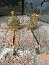 Lot 2 Vintage Brass Christmas Tree Stocking Holder Long Arm Heavy Christmas - $795.06 MXN