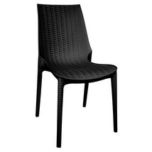 LeisureMod Kent Modern Outdoor Stackable Dining Chair, Black - $1,685.13 MXN