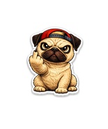 Middle finger Angry Pug Sticker Vinyl Decal Waterproof Funny Adult Humor - $4.50+