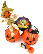 Vintage Halloween Lot Blow Mold Candy Container Floral Pick Topper Decor... - £21.33 GBP