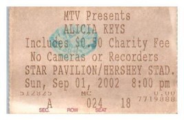 Alicia Keys Concert Ticket Stub Septembre 1 2002 Hershey Pennsylvania - £27.88 GBP