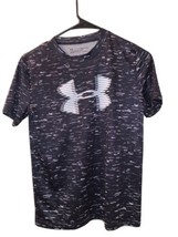 Under Armour Black Gray White Activewear Short Sleeve Compression Shirt Size L - £35.62 GBP