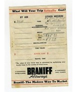 Braniff Airways Cost Sheet and Itinerary Form 21 Passenger B-Liners 1940&#39;s - $29.67