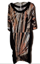 BCBGMaxazria Sheath Dress Ruffle Sides Brown Black Career Work Fall BCBG XS - £24.03 GBP
