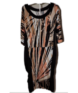 BCBGMaxazria Sheath Dress Ruffle Sides Brown Black Career Work Fall BCBG XS - £23.59 GBP