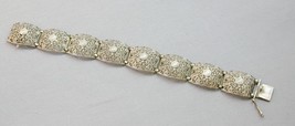 GORGEOUS 835 Silver Filigree Domed Link Bracelet Ornate 7 1/8&quot; - $29.99