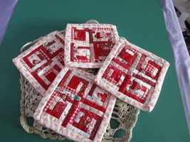 Set of 4 Red and White coasters - $13.95