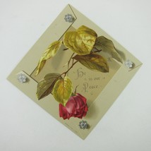 Victorian Greeting Card Easter Red Rose Flower Raphael &amp; Tuck Antique - £4.79 GBP