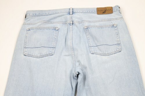 Vintage 90s Nautica Mens 40x32 Distressed Baggy Fit Wide Leg Denim Jeans Blue Item image 12