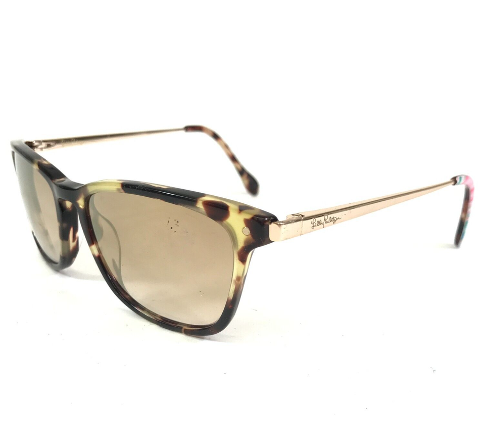 Lilly Pulitzer Sunglasses Martinique TO 9C1 Gold Tortoise Square Brown L... - $79.19