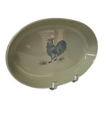 Blue Rooster On Grey Stoneware Oval Casserole By Jacaman Vintage 1983 Nice - $550.81 MXN