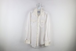 Vintage 70s Rockabilly Mens Size Medium Western Snap Button Shirt White USA - £39.65 GBP