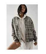 New Free People Louie Embellished Bomber Jacket OVERSIZED $458 MEDIUM Gray  - $221.56 CAD