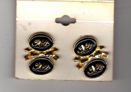 Clip on Earrings - Black and Gold Elephants - £3.34 GBP