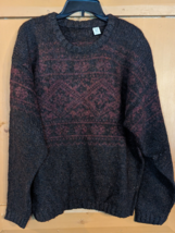 Vintage 100% Wool Sweater Mens Large Geometric Abstract Gray Purles Pull... - $43.53