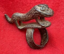 African Ethnographic Art Dogon Tribe Mythical Creature Bronze Ring ~ Mali - £59.73 GBP