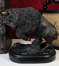Rustic Western Charging American Buffalo Bison Bronze Electroplated Resin Statue - £36.73 GBP