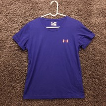 Under Armour Shirt Women Medium Purple Round Crew Logo Cute Top - £11.01 GBP
