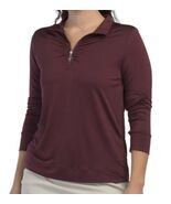 NWT Ladies STELLA PARKER Port Wine Ruched Long Sleeve Mock Golf Shirt S &amp; M - $36.99