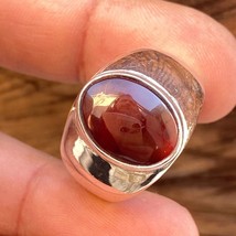 925 sterling silver ring healing natural red aqeeq yemen agate عقيق كبدي يماني - £59.15 GBP