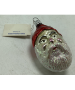 Vintage NEW blown glass ornament SANTA Czechoslovakia Czech face mica be... - $19.79 CAD