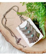 Lia Sophia Long Silver Dangle Mint Green Tribal Filigree Statement Neckl... - $547.58 MXN