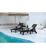 Black Patio Chaise Lounge Set with Table, 5-Position, Wheels - $7,273.77 MXN