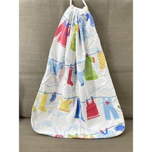 Vintage Clothesline Laundry Bag Drawstring Tote Primary Colors 1970s Decor - €10,57 EUR