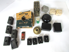 Antique Wall Bell On/Off Switches Bakelite Blocks Miller Bell Wire Screw... - £18.58 GBP