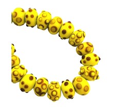 20 Assorted Brown Yellow Bumpy Smooth Lampwork Rondelle Art Glass Mix Beads - $13.99