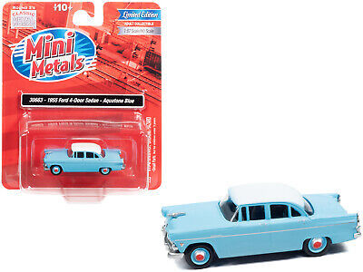 1955 Ford 4-Door Sedan Aquatone Blue w White Top 1/87 HO Scale Model Car Classic - $30.83