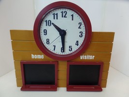 Pottery Barn Kids Colorful Brown &amp; Red Wood Wall Clock &amp; Chalk Score Board - £38.81 GBP