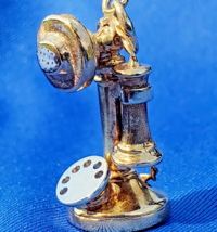Unique Solid 14k Gold Candle stick Phone Pendant Rare Vintage Charm 7.3 ... - $772.20