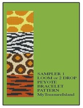 Animal Print Sampler 1 Bracelet Pattern Bead Loom or 2 Drop Peyote PDF Pattern - £4.00 GBP