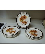 Royal China Sebring Ohio ~ Floral Stoneware ~ 8 Dinner Plates ~ Browns - £48.66 GBP