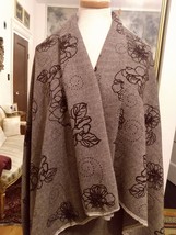 4y Brown Wool Reversibl Herrinbone W/ Flowers Wool Blend Chi Chi Designer Fabric - £101.94 GBP