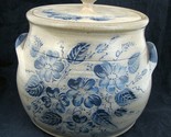 VTG Eldreth Pottery Large Crock Pot w Lid Flower Pot Floral Stoneware Co... - $128.65