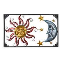 Tri-Color Metal Art Celestial Sun Moon and Stars Indoor Outdoor Wall Hanging - £28.51 GBP