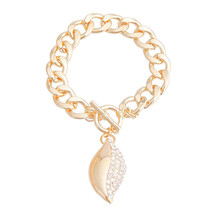 Gold Curved Oval Charm Bracelet - $31.49