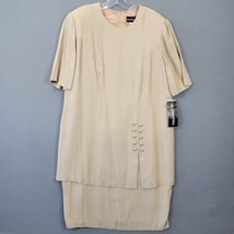 De Frantoria Womens Dress Size 14 Tan Midi Preppy Short Sleeve Vintage Retro Zip - £16.13 GBP