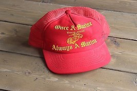 Vintage Once a Marine Always a Marine Red Snapback Hat - $14.26