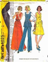 Vintage 1974 Misses' Dress, Top & Pants Pattern 4025-m Size 14 Uncut - £9.43 GBP